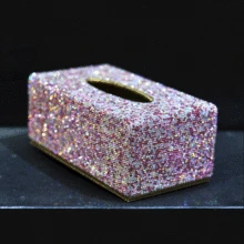 Bela Casa Escritório Papel Higiênico Tampa Do Caso de Bling Bling Do Carro Caixa de Tecido com Glitter Cristais Rosa de Ouro Branco para As Mulheres