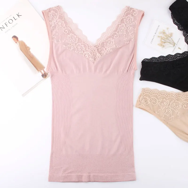 

The basic render sleeveless shirt vest V collar lace singlet thermal camisole corset woman slim and thin solid tank tops female