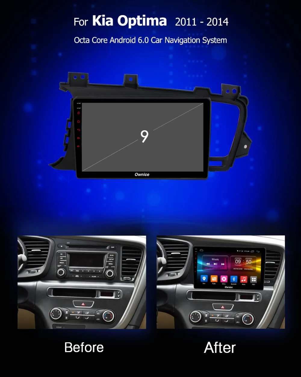 Flash Deal 9" IPS Android 9.0 Octa Core 4GB RAM+32GB ROM Car DVD Player For Kia K5 2011-2015 Optima GPS Navi ADAS Radio Stereo DSP CarPlay 2