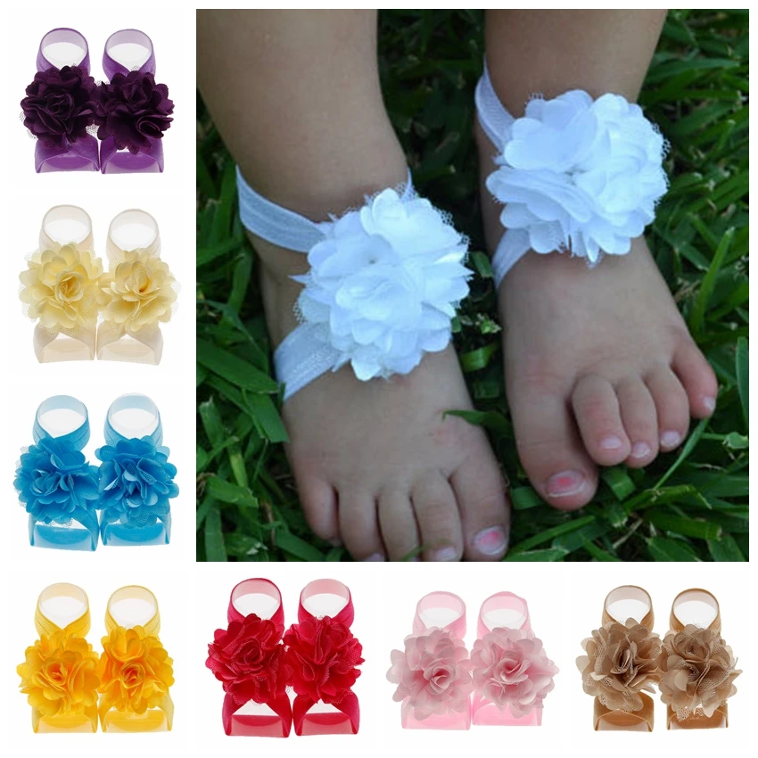 Girls Cute Foot Flower Barefoot Sandals Baby Set Elastic Handmade DIY