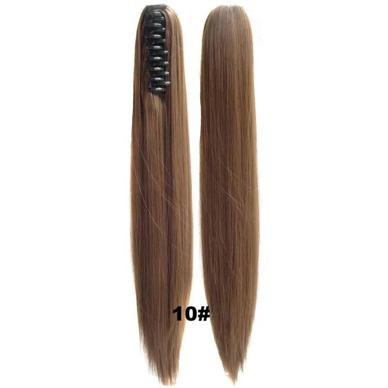 DELICE Long Straight Claw Ponytails Ombre Color Heat Resistant Synthetic Hair Pony Tails Extensions For Women - Color: #10