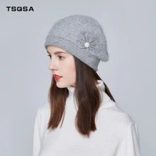 TSQSA Высокое Качество, Модная Шапка Новая Осень Зима Сияющий Вязаный Для Женщин Кролика Меховые Шапки Мягкие Теплые Шапки Cap TAH1836