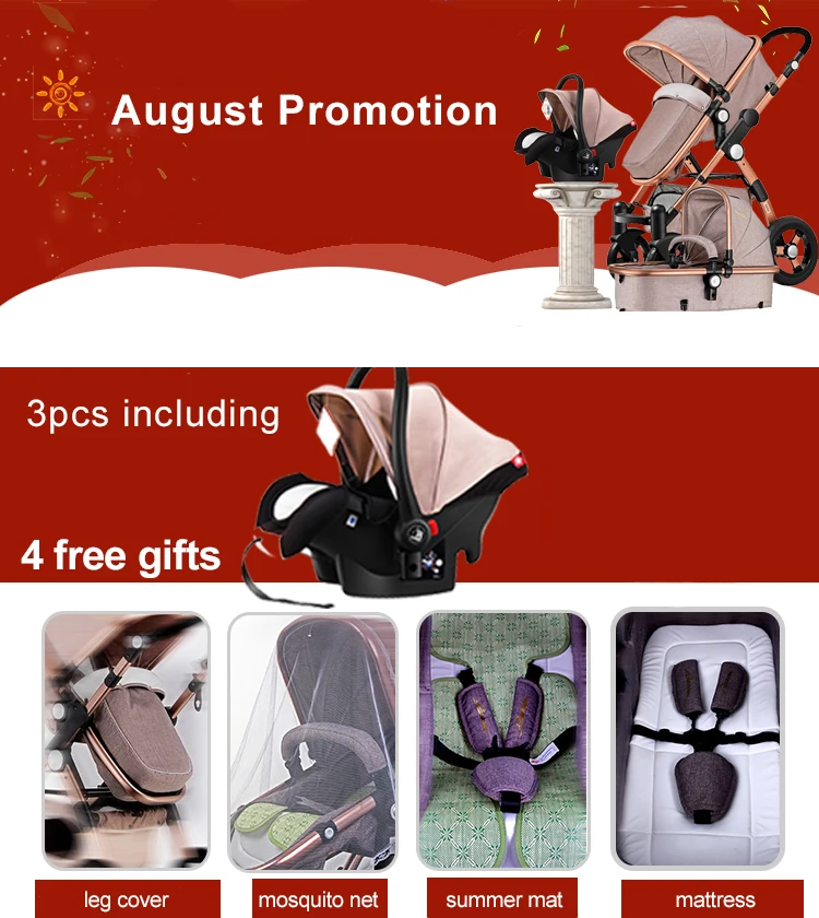 HJBB 3 in 1 baby stroller aluminium alloy frame folding strollers EU baby pram light 2 in 1 umbrella cars HOTMOM