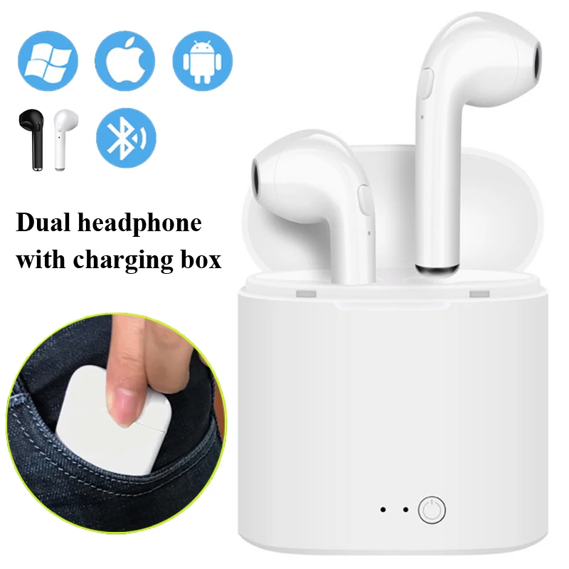 

Wireless Bluetooth Earphone i7s TWS Inear Stereo Earbud Headset With Charging Box Mic For Iphone Xiaomi All Smart Phone