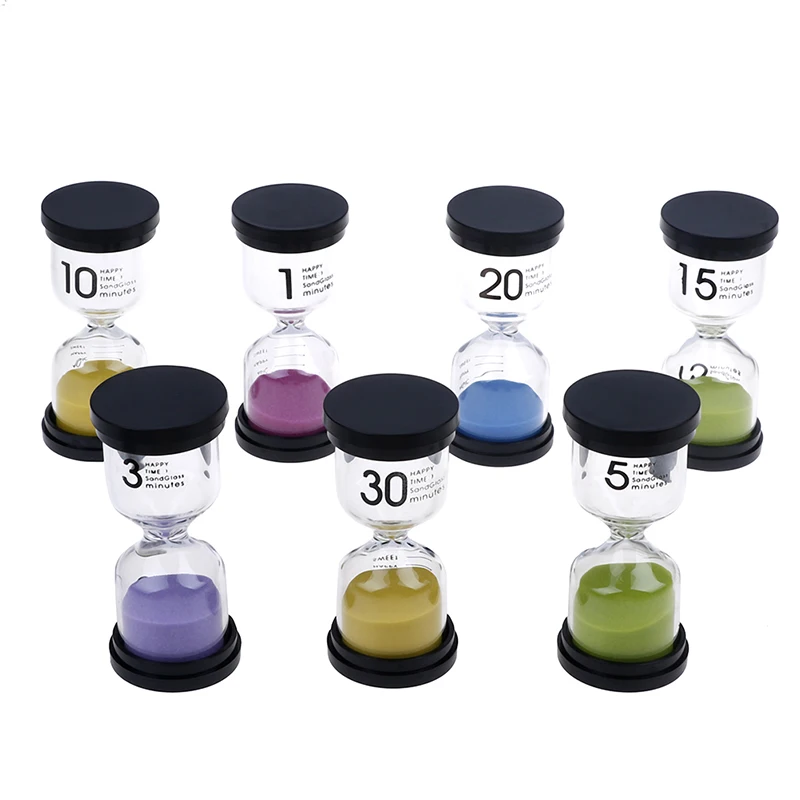 

1Pc 1/3/5/10/15/20/30 Minutes Hourglass Timer for Children Brush Teeth Home Ornament Desktop Mini Sand Clock Timers 7 Colors