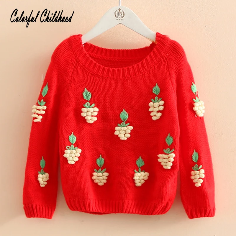 

Baby Girls Sweaters Cotton Long Sleeve grape decorate Pullover Spring Autumn Winter Children outwear big kids clothing 2-10 Yrs