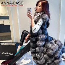 Женский жилет из искусственного меха, удлиненный женский жилет из меха серебристой лисы, x-длинная куртка из искусственного меха размера плюс, меховое пальто для женщин