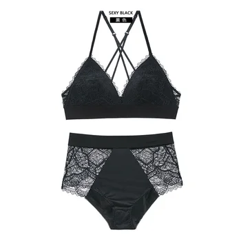 

Women Full Cup Push Up Bra and Panties Sets Sexy Lace-trim Plunge Bra Plus Size Underwear Sexy Lingerie