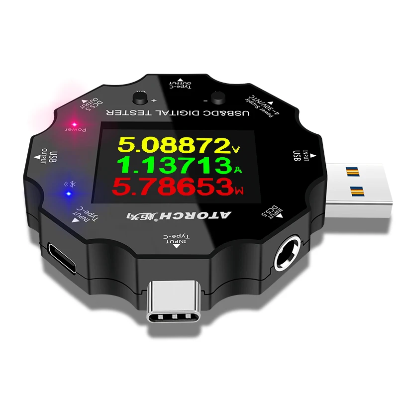 DC5.5 Type C 18 в 1 USB 3 0 тестер APP Цифровой вольтметр зарядное устройство постоянного