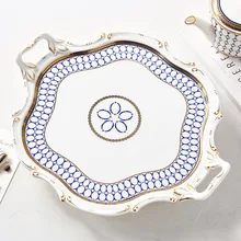 Из европейской керамики Чай лоток с стопы тарелка для фруктов, пирожных тарелка Свадебная десертная тарелка высокого качества лоток