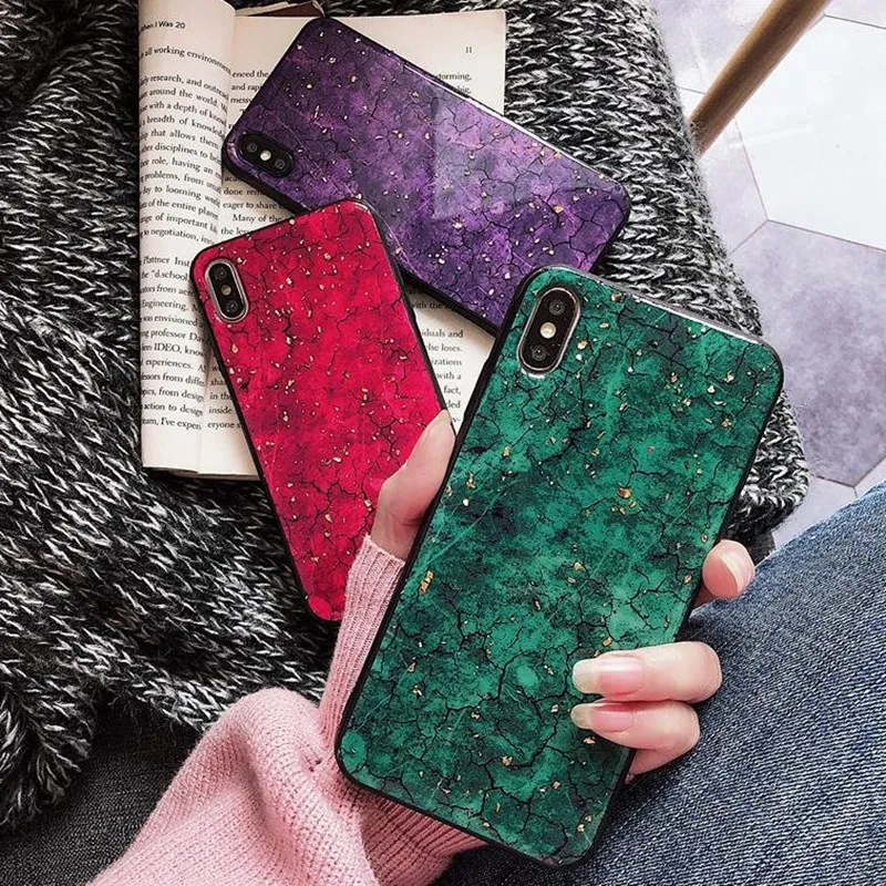 

Cover Coque For iphone 6 s 6s 8 7 plus Luxury Soft Silicon Bling Gold Foil Marble Case For iphone XR XS Max X 10 Fundas Cases