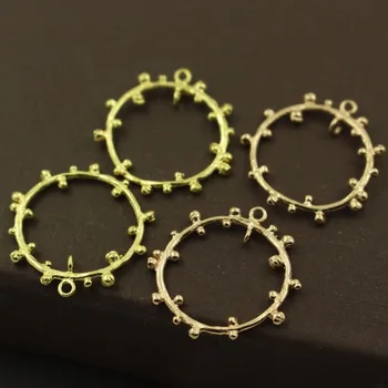 

Flower Circle Charms Pendants Brass Metal Hangers Connectors Earrings & Pendants Supplies Die Casting Findings DIY Jewelry