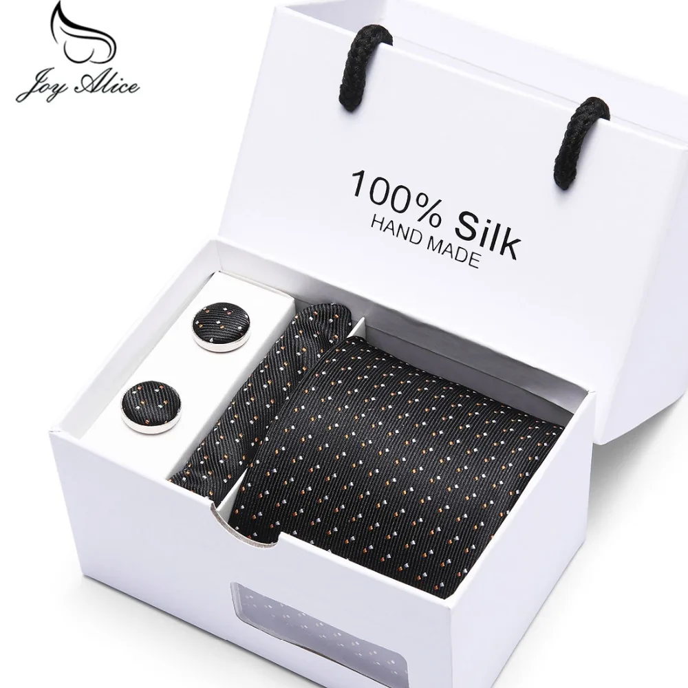  Handkerchief and Cufflinks Gift Box Packing Dot Classic Men Neckties Wedding Party 2019 New Fashion