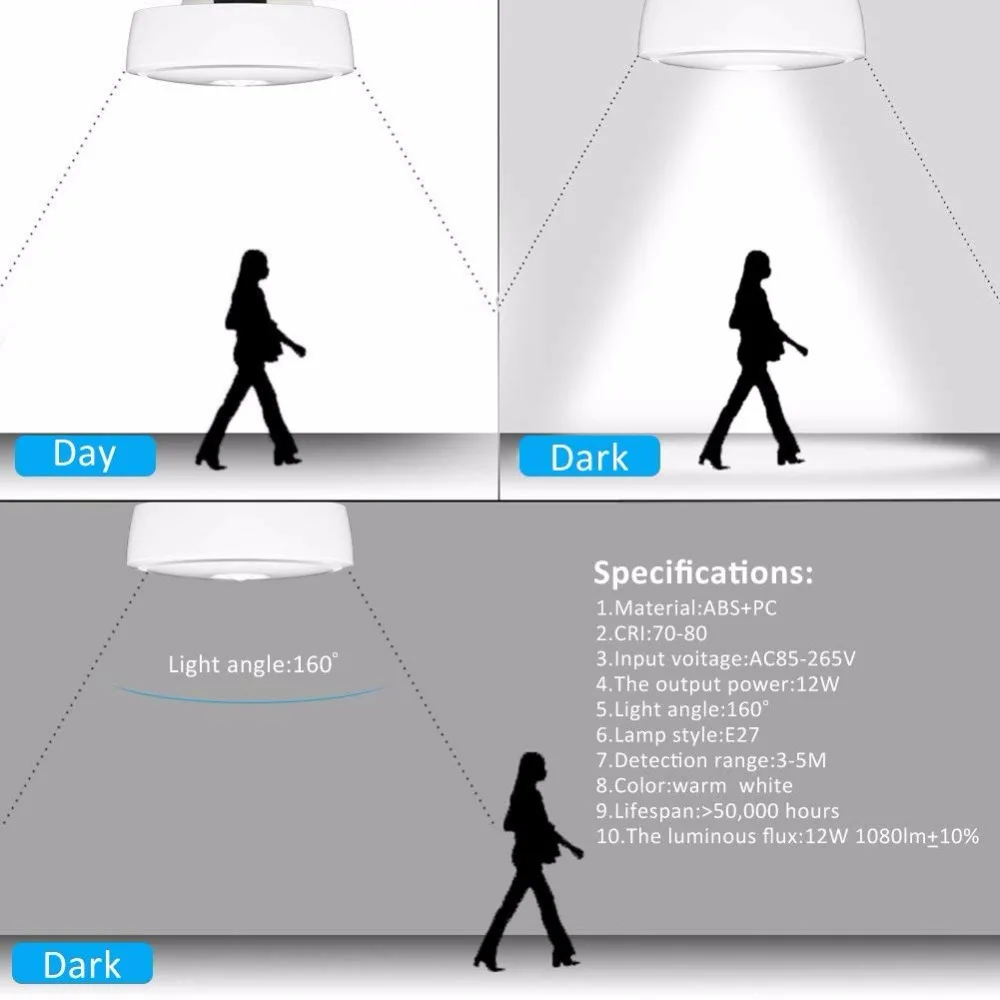 0410  12W 15W Human sensor PIR LED Bulb lights lamps Lightings 9