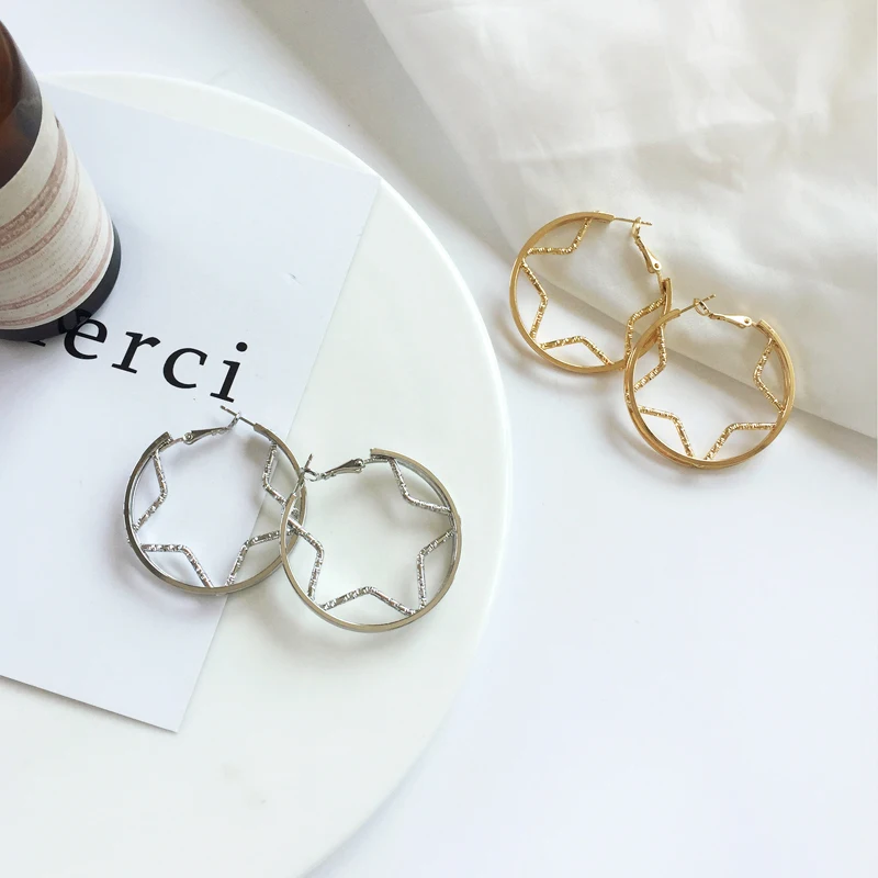 

Fashion Round And Star Hoop Earrings For Women Jewelry
