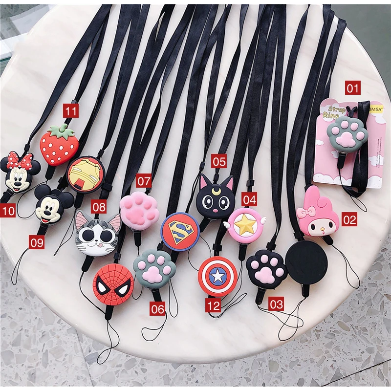 

Multi-function 2 in 1 Silicone Cartoon Neck Strap Lanyards for Keys Sports Phone Neck Straps Cat Claw Doraemon Lanyard 2019 New