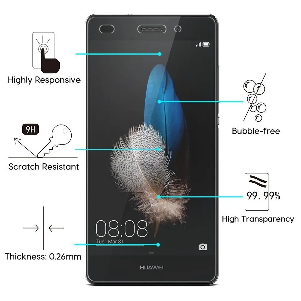 Закаленное стекло 2 шт./лот 9H для Huawei P8 Lite 2016 защита экрана защитная пленка ALE L04 L02