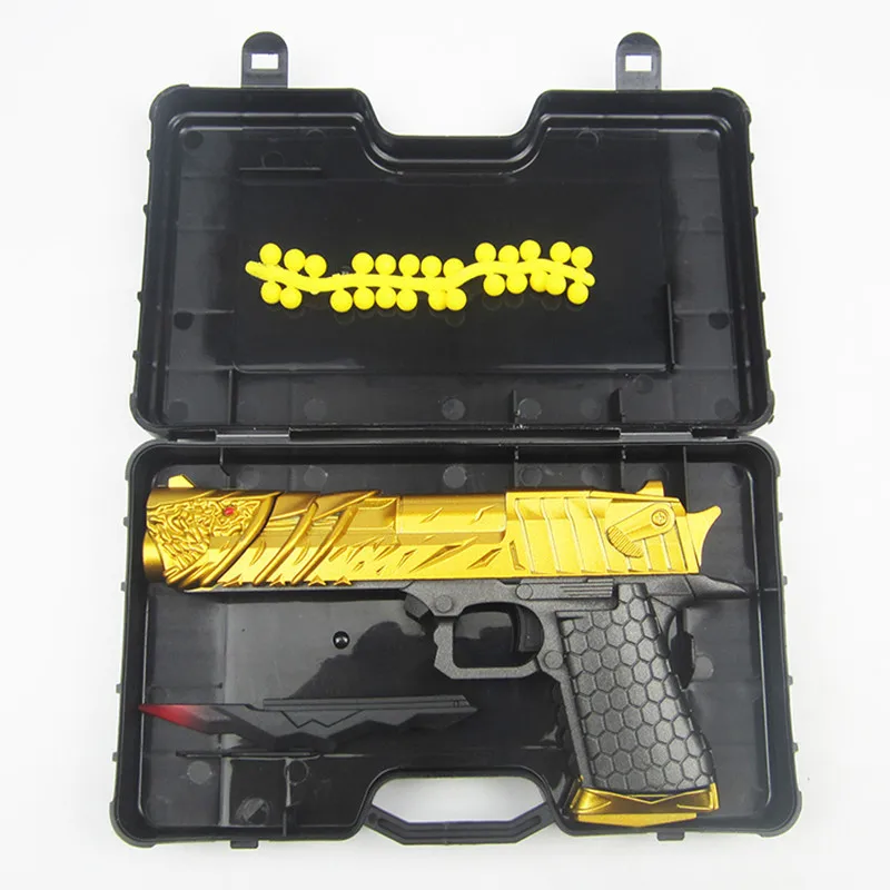 

Mini 14cm Manual Alloy Gun Model Launch Scale 1:6 with Soft Bullet Case Set Children Birthday/Party/Halloween Gift CF Toy A401