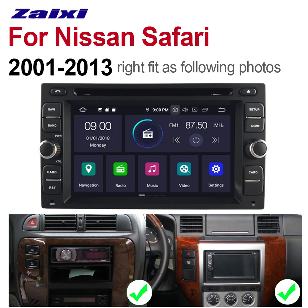 ZaiXi 2 Din Автомобильный мультимедийный плеер Android 9 авто радио для Nissan Safari 2001~ 2013 DVD gps 8 ядер 4 Гб+ 32 ГБ Bluetooth WiFi