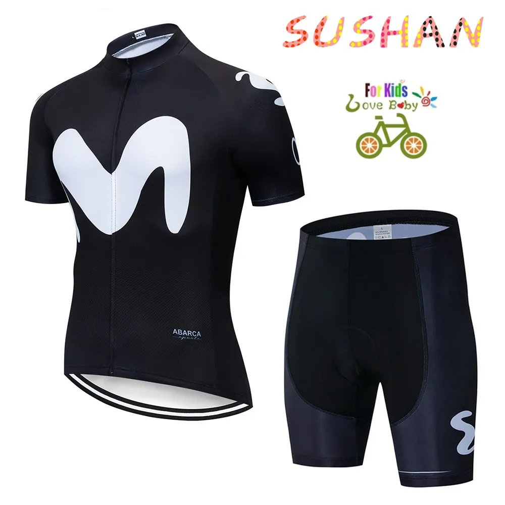 Movistar Pro Team Kids Korte mouwen Wielertrui Pak Ciclismo Fiets Pak MTB Fiets Джерси форма Fietsen Kleding - Цвет: Kids suit