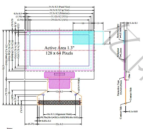 Buy 1.3 Inch 128*64 OLED Display 128X64 white/ blue 30pin LCD SH1106 Driver Passive Matrix for arduino Diy Kit