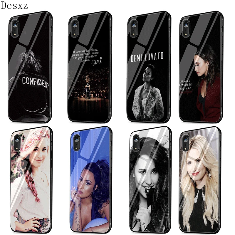 

Phone Case Glass For iPhone X XS Max XR 7 8 6 6S Plus 5 5S SE Cover Demi Lovato Luxury Shell Bag
