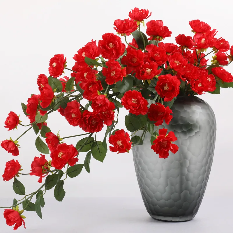 

3pcs/lot 13heads artificial flower 90cm long branch rose silk flowers with plastic leaf fake plant wedding home party decoration