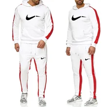 2 Pieces Sets Pants+hoodies Tracksuit Men Sporting track suit man printing suits Thicken clothes men 2019 fashion Casual Street