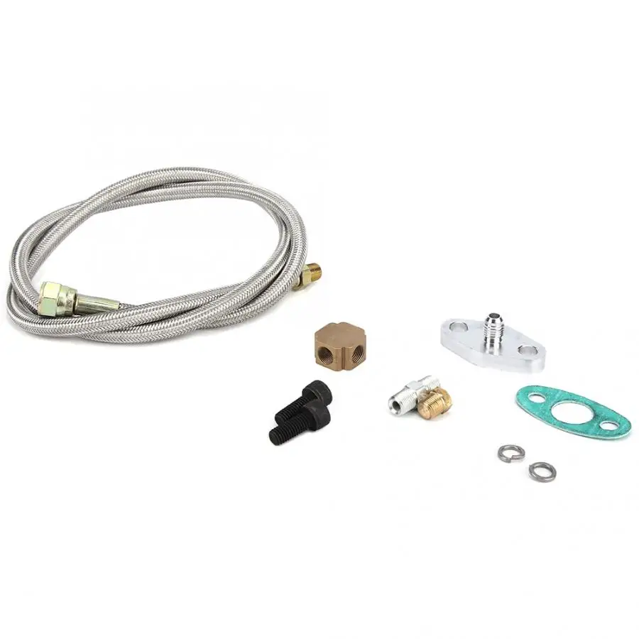 Turbo Oil Line Kit Car Modification Accessories Turbo Oil Feed Return Drain Line Kit 1//8 NPT Thread Fit for T3