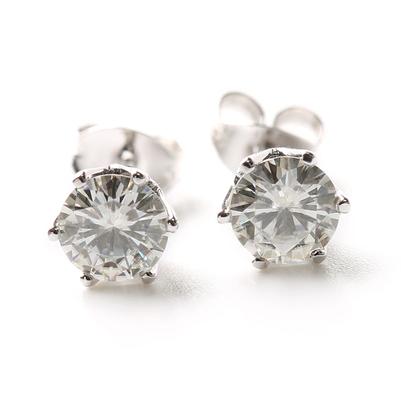 Серьги гвоздики из золота с муассанитом 5 мм 0 карат|stud earrings|gift giftsgift women |