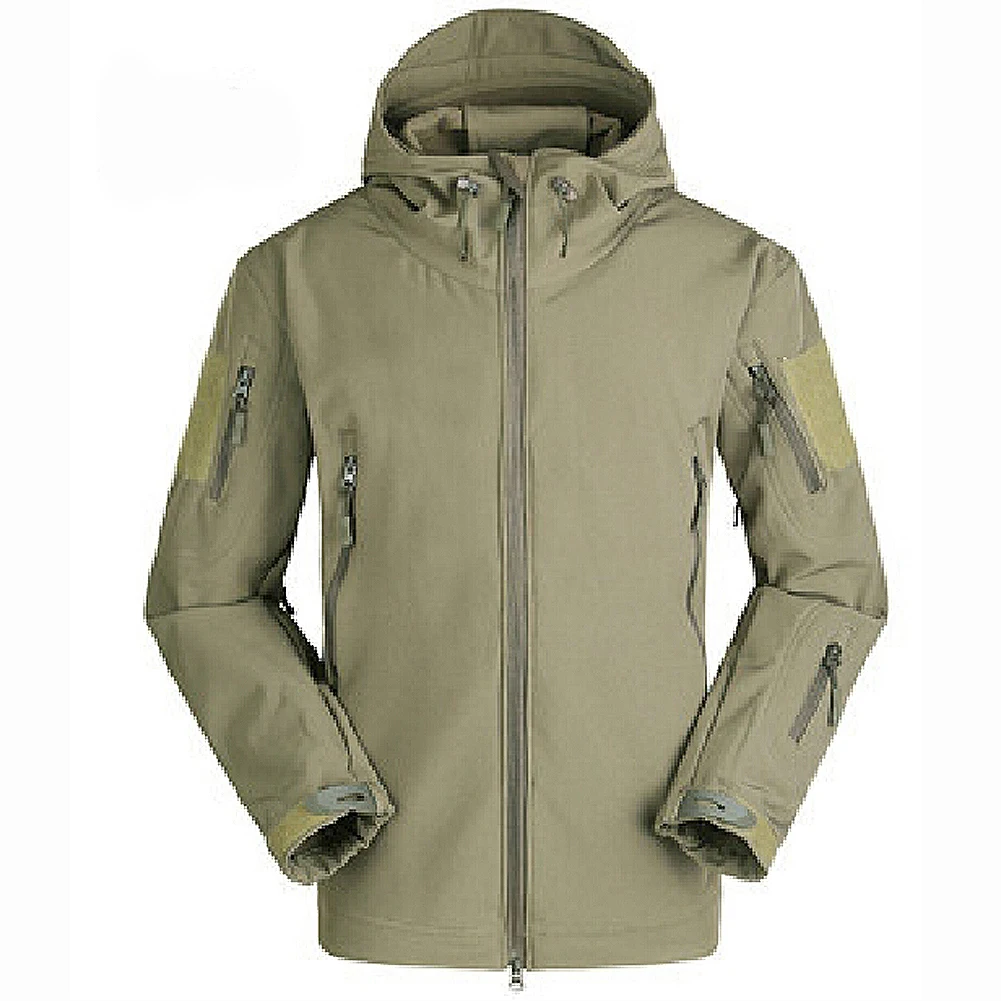 

Men Outdoor Jacket Waterproof Coat Shark Skin Soft Shell Hoodie Hunting Duty green S