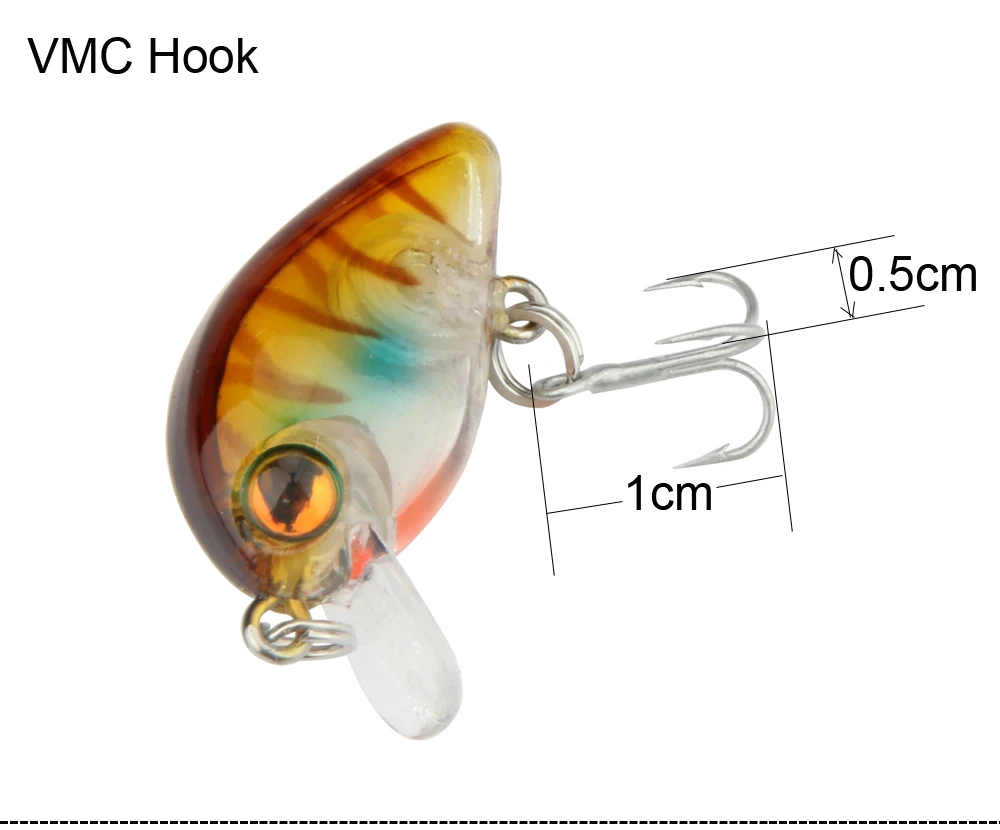 High Quality ABS Plactic Lure 1pc 3cm 1.5g Crankbait Fishing Lure Minnow Floating Isca Crankbait VMC Hook Fishing Tackle  (6)