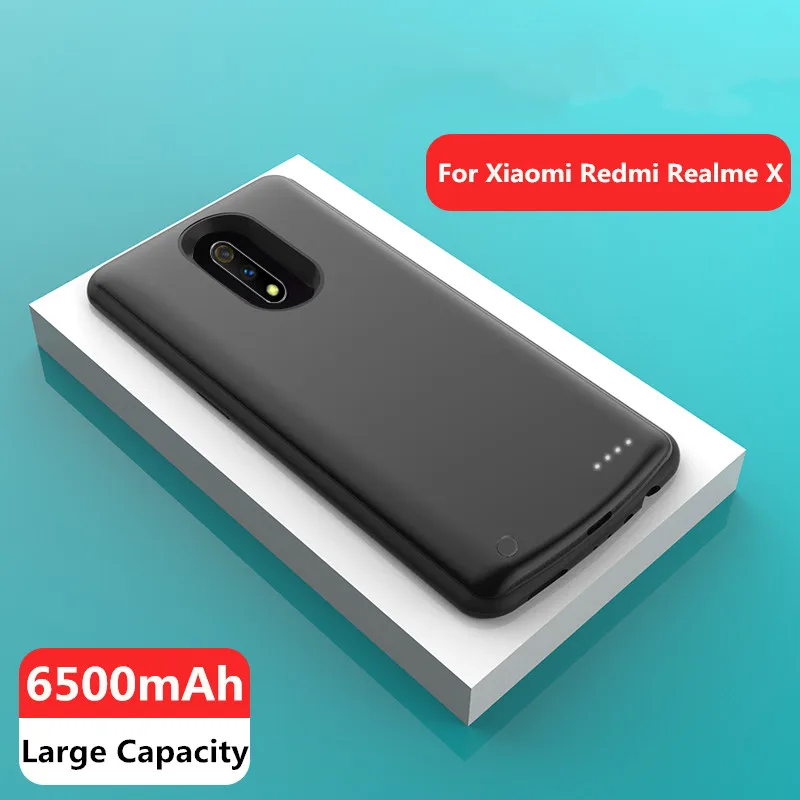 External Power Bank Battery Charger Case For Xiaomi Redmi Realme X Backup Battery Case 6500mAh Portable Power Bank Charging Case