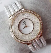 Nouvelle Arrivée Femmes Montres Lady Perle Robe Montre Or Argent Plein Strass Bracelet Montre-Bracelet Dame diamant Montre pour Filles