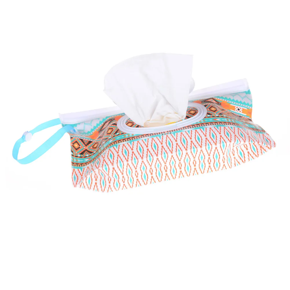 Clean Wipes Carrying Case Eco-friendly Wet Wipes Bag Clamshell Cosmetic Pouch Easy-carry Snap-strap Container