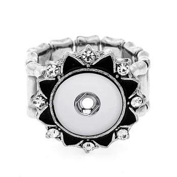 

10pcs new 8style different designs alloy crystal elasticity snap button ring for 12mm button snap jewelry accessories