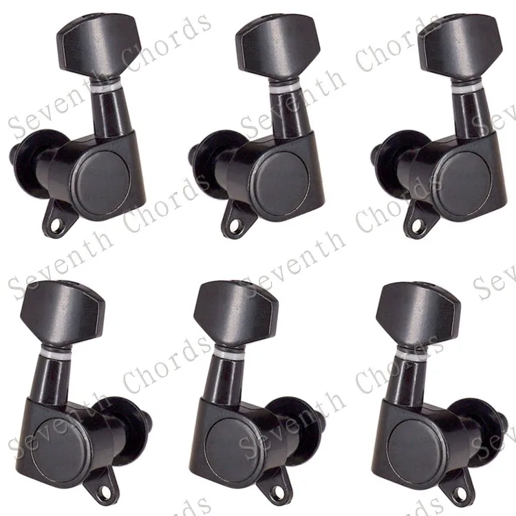 Набор 6 шт. Sealed-gear Guitar Tuning Pegs ключи тюнеры машинные головки для гитары-хромовый и черный и золотистый выбор - Цвет: Black A Set 3L3R