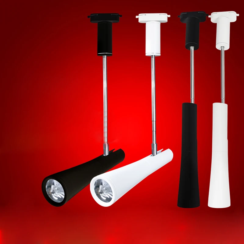 

10pcs/lot COB Rail Lighting 2 wire 7W 10W 15W COB Led Track Light adjustable 21-45cm Spotlight Led AC85-265V lighting
