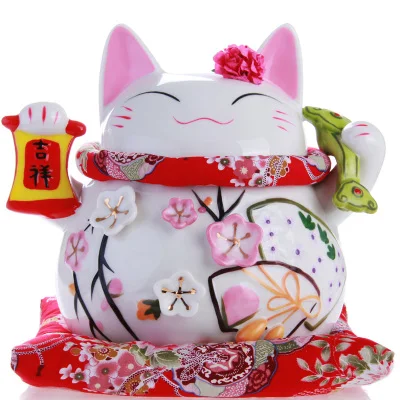 8 дюймов Maneki-Neko керамические китайские счастливые кошки манящие Фортуны кошки статуэтки счастливый Шарм копилка украшения дома - Цвет: B