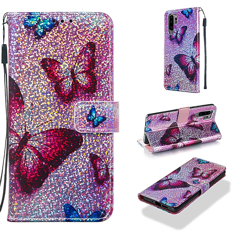 

Lucury Case For Huawei P30 Lite P Smart Glitter Filp Phone Case With Patterned For Honor 10 lite 7A Coque Capinha Fundas Bag