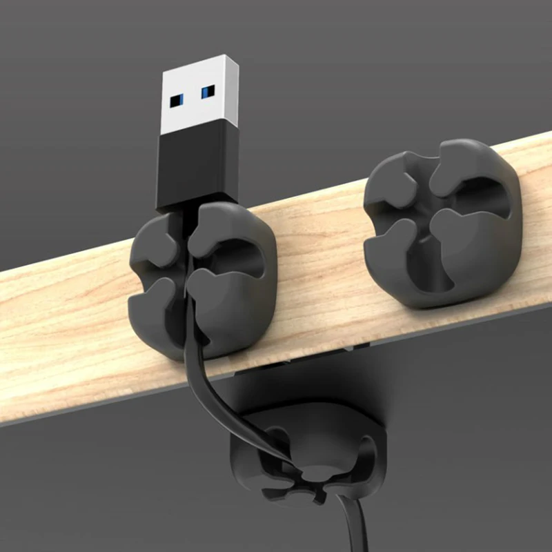 CMS 10pcs Cross Hole Soft Silicone Cable Winder Desktop Wire Manager