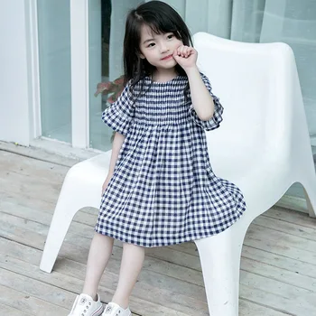 

Lovely Children's Dress Korean Girl Plaid Doll Loose Dress Kids Princess Dresses 1-2-3-4-5 Years
