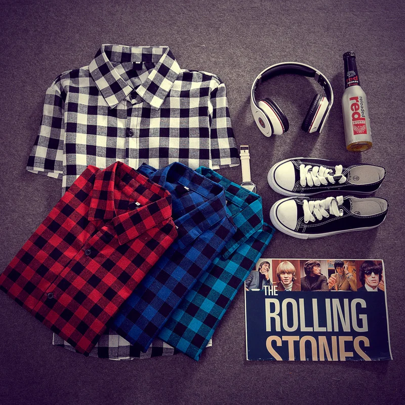 

Casual Short Sleeve Shirt Men's Summer Fashion Cotton Plaid Shirt Men's Slim Business Simple Young Student Plaid Shirt