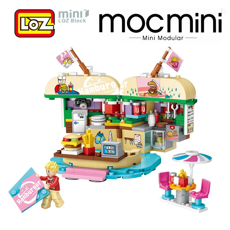 

LOZ Hamburger Store Mini Building Blocks Figurines Miniature Model Toy Birthday Gift Souvenir For Children Girls Women