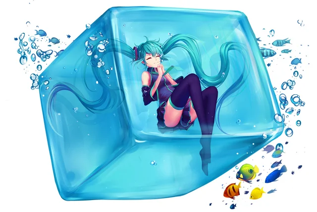 decoración del hogar hatsune miku tiwing cubo arte burbujas bajo