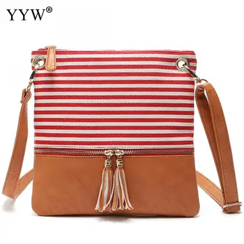 

Wholesale Shoulder Crossbody Bag For Women Causal Pu Leather & Canvas Tassel Messenger Bags Brand Flap Women Bag Bolsa Feminina