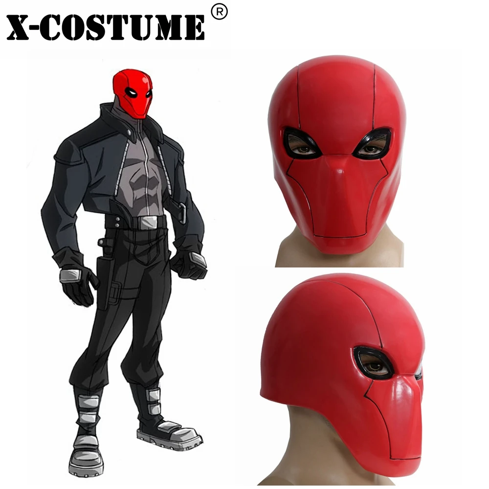 X COSTUME маска с красным капюшоном Косплей Бэтмен под Полный головной шлем из ПВХ