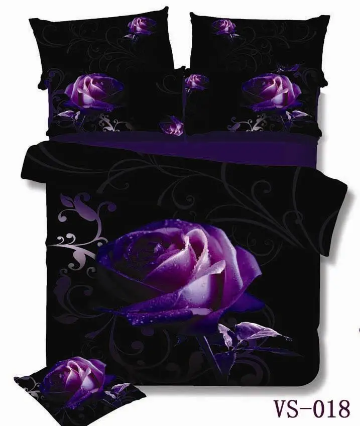 

Purple Rose 3D Duvet Cover Sets 3pc Polyester Cotton Mixed Fabric Twin Full Queen Double King Cal King Size Bed Bedding Wedding