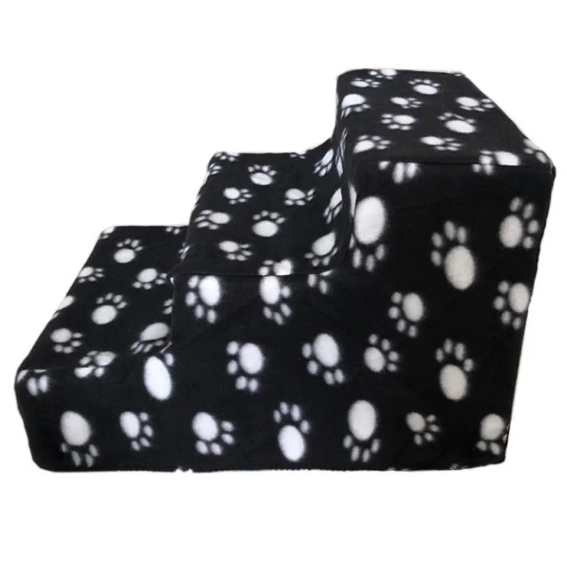 Складная лестница для питомцев HEYPET, кровать для собак, 3 ступени, лестница для маленьких собак, домик для щенков, кошек, противоскользящие съемные лестницы, товары для домашних животных - Цвет: black printed