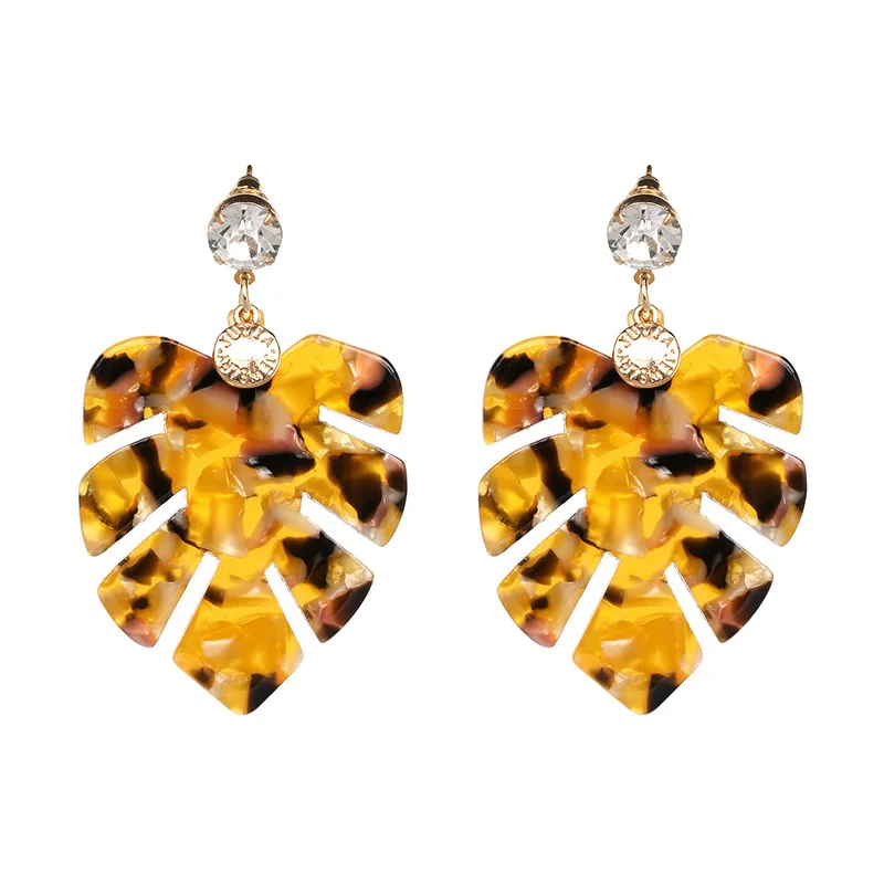 

Statement Palm Leaf Acrylic Drop Earring for Women Accessories Trendy Korean Fashion Aretes Brinco Grande Wholesale Jewellery